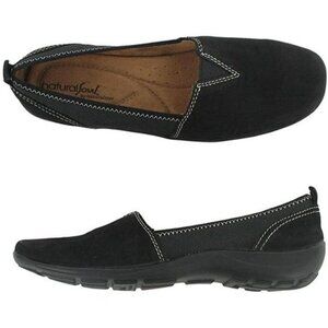 NWOB Natural Soul Women's Frank Black Nubuck/Mesh Loafer